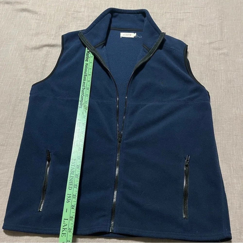 J. Crew Navy Blue Fleece Full-Zip Vest Mens Size Large Zipper Pickets Spring